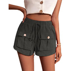 Damen lässige Shorts mit praktischen Taschen und komfortablem Kordelzug R&B