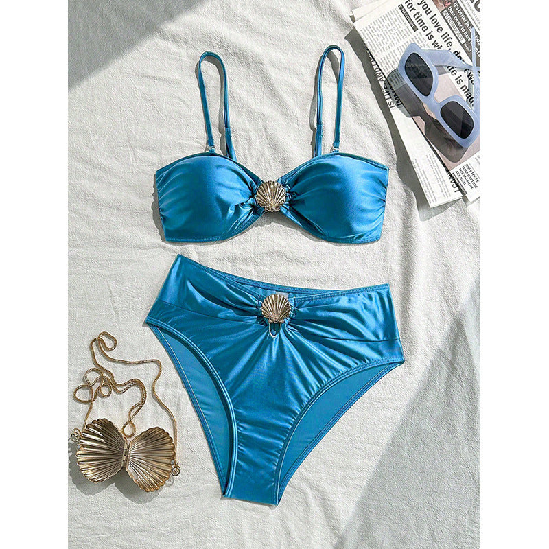 Damen Bandeau-Bikini mit schimmerndem Muschel-Detail R&B