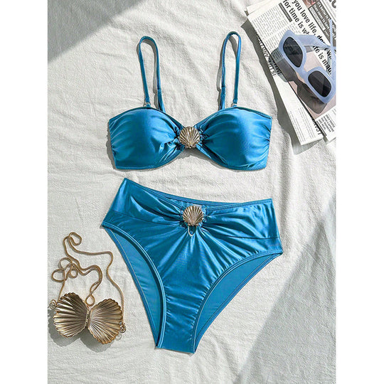 Damen Bandeau-Bikini mit schimmerndem Muschel-Detail R&B
