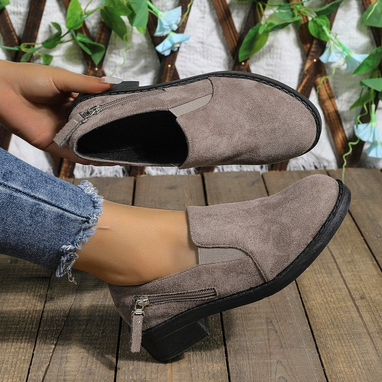 Damen modische Stiefeletten mit seitlichem Reißverschluss und ergonomischer Sohle R&B