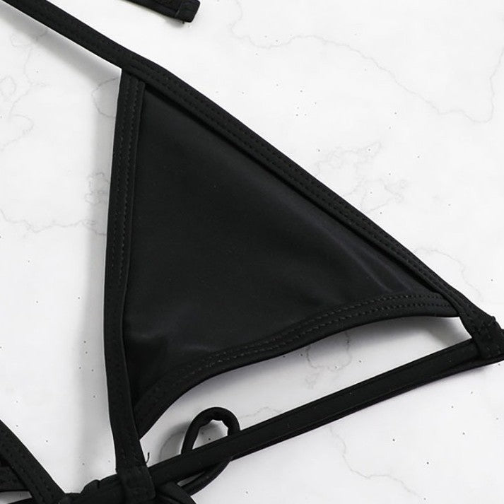 Damen Triangel-Bikini-Set mit geflochtenem Höschen und verstellbaren Trägern R&B