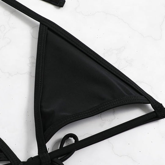 Damen Triangel-Bikini-Set mit geflochtenem Höschen und verstellbaren Trägern R&B