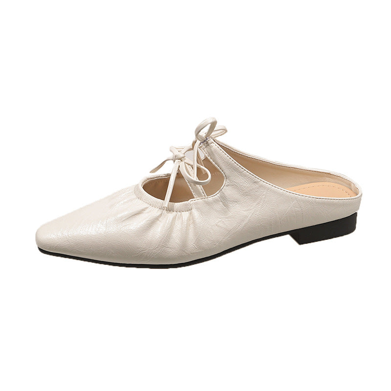 Damen Elegante Mules mit Raffung und verspieltem Schnürdetail R&B