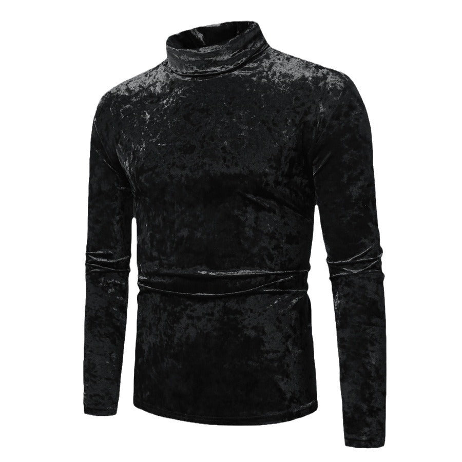 Herren eleganter Rollkragenpullover aus luxuriösem Samtstoff R&B