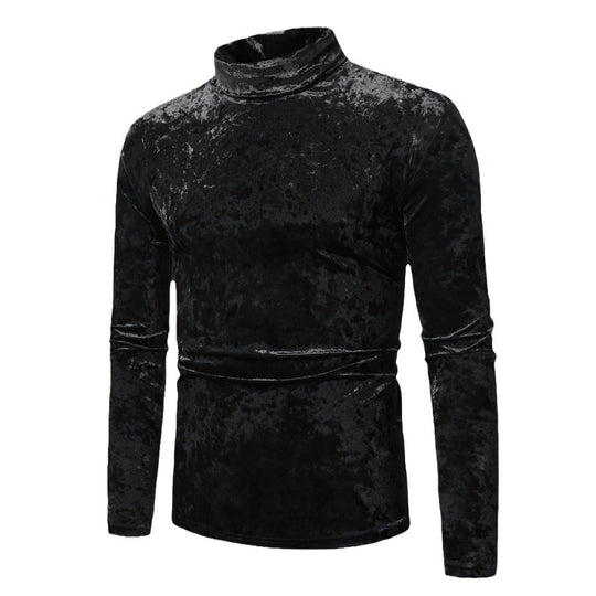 Herren eleganter Rollkragenpullover aus luxuriösem Samtstoff R&B