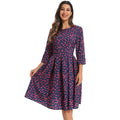Damen elegantes Midikleid mit floralem Muster und schwingendem Rock R&B