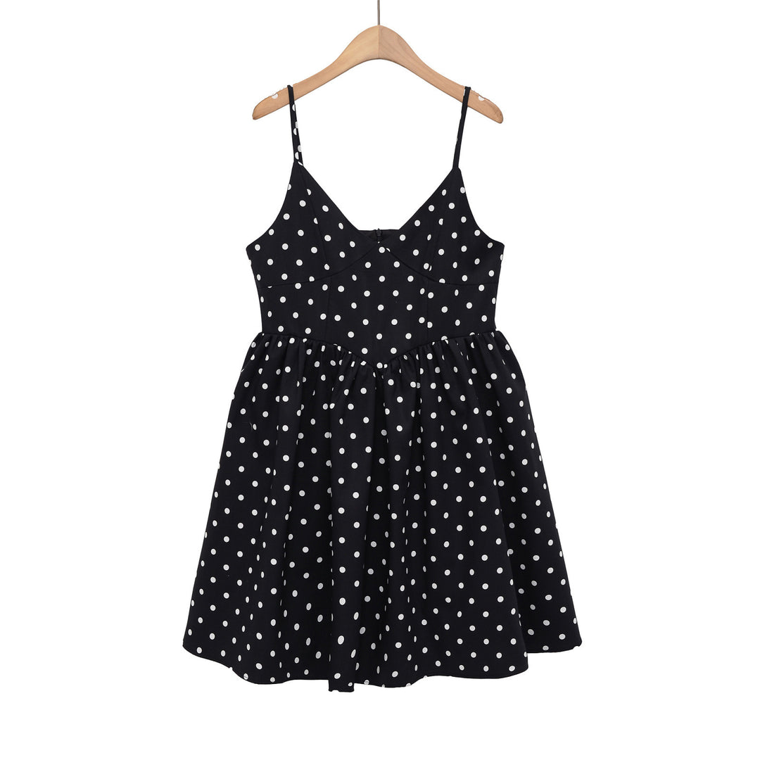 Damen Sommerliches Spaghettiträgerkleid mit verspieltem Punkte-Design und fließendem Schnitt R&B