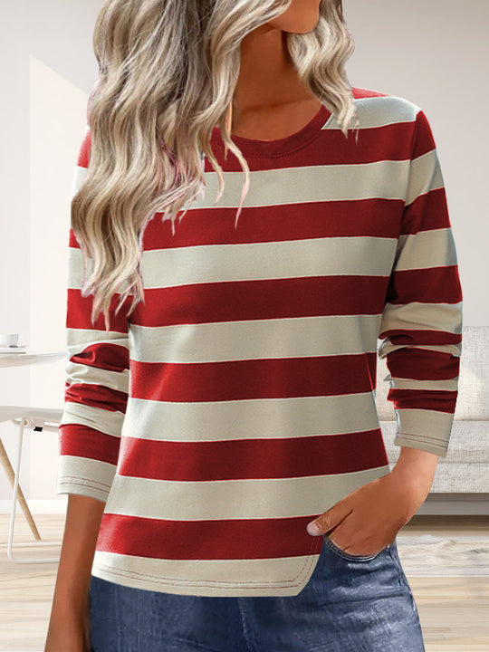 Damen Langarmshirt mit modernem Streifenmuster und bequemer Passform R&B