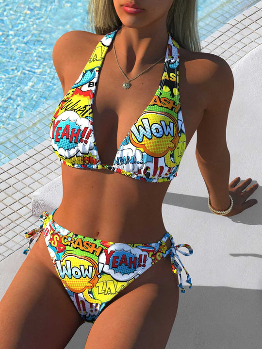 Damen Triangel-Bikini mit elegantem Animal-Print und verstellbaren Trägern R&B