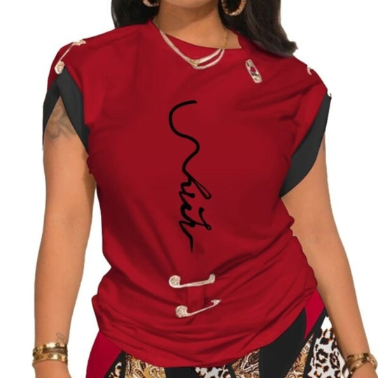 Damen modisches T-Shirt und gemusterte Radlerhose Set R&B