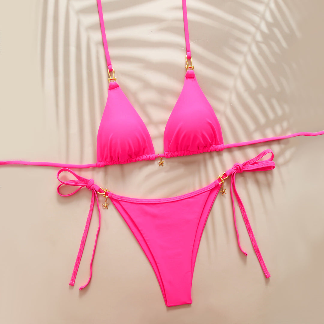 Damen Triangel-Bikini mit elegantem Knoten-Detail und modischen Akzenten R&B