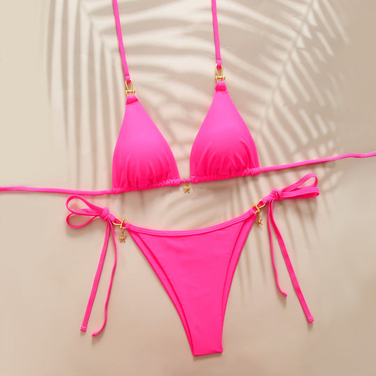 Damen Triangel-Bikini mit elegantem Knoten-Detail und modischen Akzenten R&B