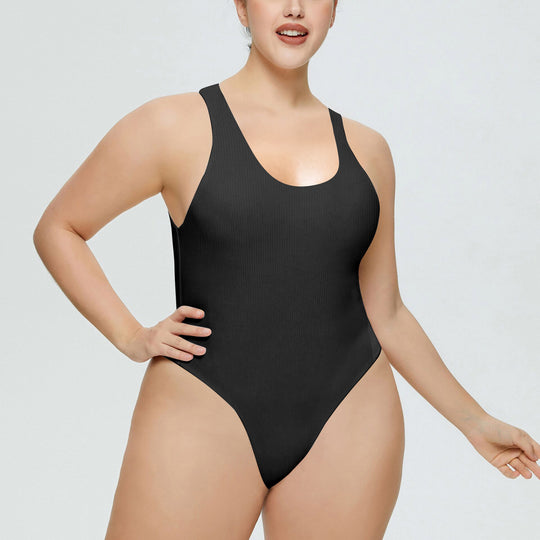 Damen Hochgeschnittenes Rib-Badeanzug R&B