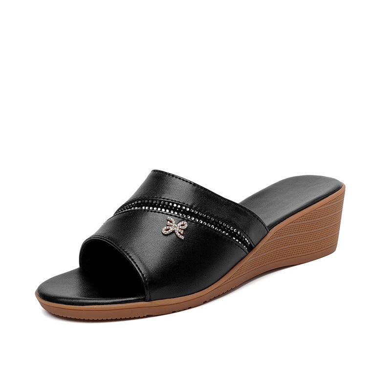 Damen Wedgesandaletten mit dekorativem Schmuckdetail und bequemer Sohle R&B