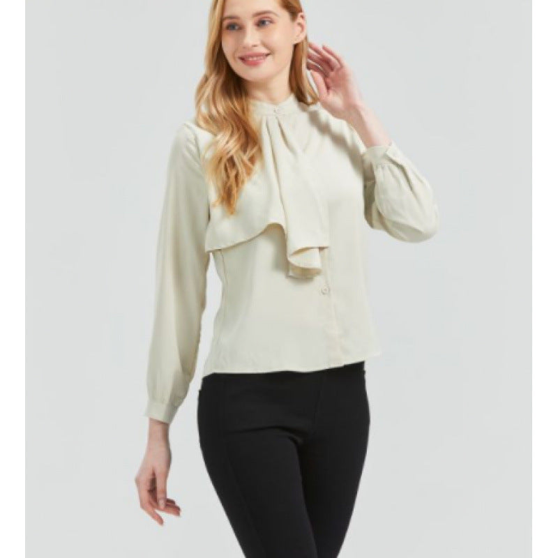 Damen Bluse mit eleganter Rüschendetails und Kragen R&B