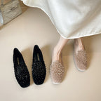 Damen Ballerinas mit funkelnden Strassapplikationen