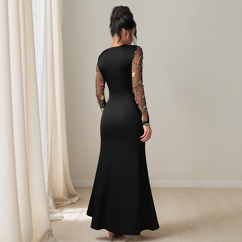 Damen Elegantes Wickelkleid mit floralem Mesh-Detail R&B