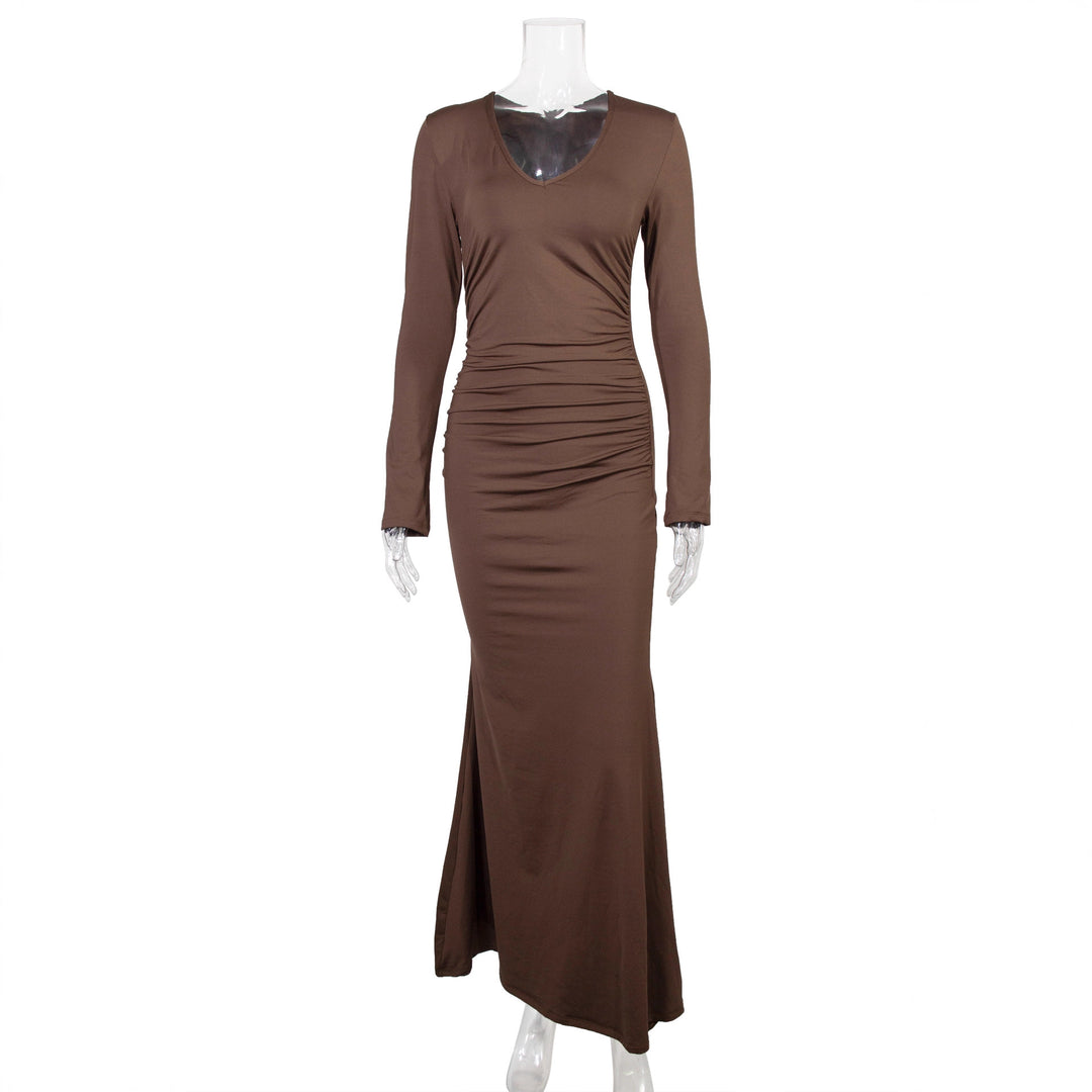 Damen elegantes Midi-Kleid aus hochwertigem Velours R&B
