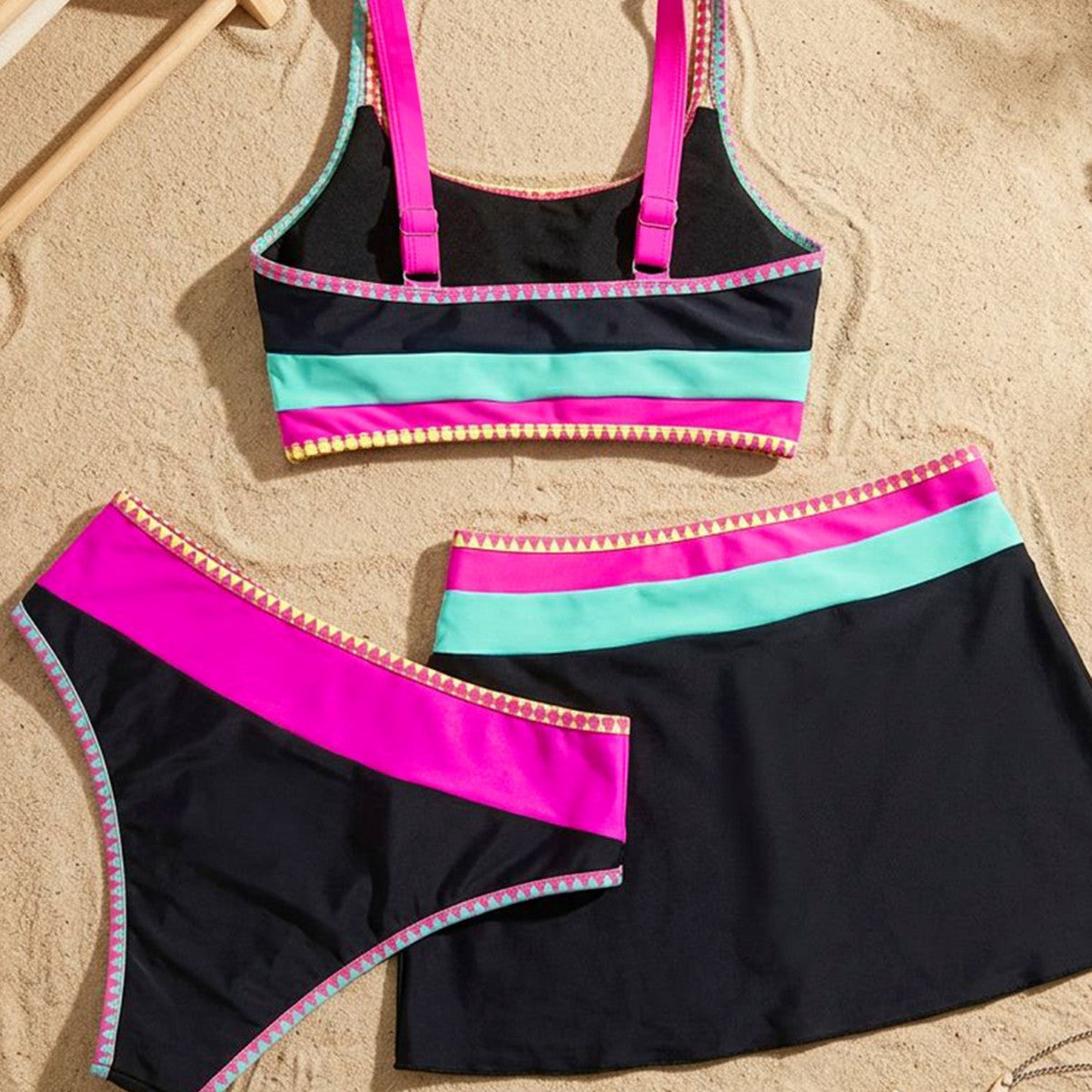 Damen Bikinikleid mit modischem Cut-Out und farbigen Akzenten R&B