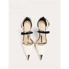 Damen elegante High Heel Schuhe mit modischem Riemendesign und zierlicher Schleifenverzierung R&B