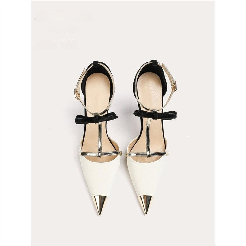 Damen elegante High Heel Schuhe mit modischem Riemendesign und zierlicher Schleifenverzierung R&B