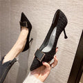 Damen elegante spitze Pumps mit Glitzer-Akzent und moderner Schnallenverzierung R&B
