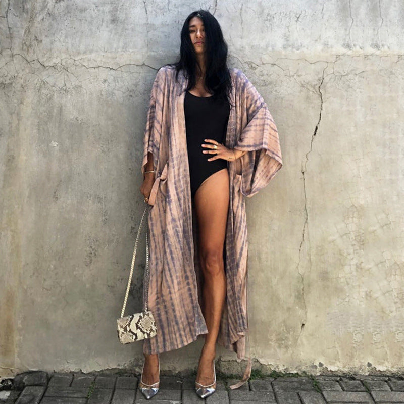 Damen modischer Strandkimono mit ästhetischem Muster Heidi Mode