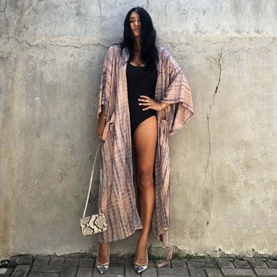 Damen modischer Strandkimono mit ästhetischem Muster Heidi Mode