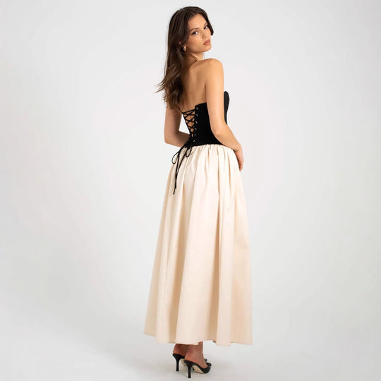 Damen Maxi-Kleid mit bequemem Herz-Ausschnitt und eleganter Raffung R&B