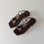 Damen Modische Plateau-Sandalen mit dekorativen Riemen und bequemer Innensohle