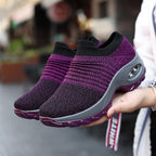 Damen Flexibler Slip-On Sneaker mit atmungsaktiver Strick-Oberfläche und dämpfender Sohle R&B