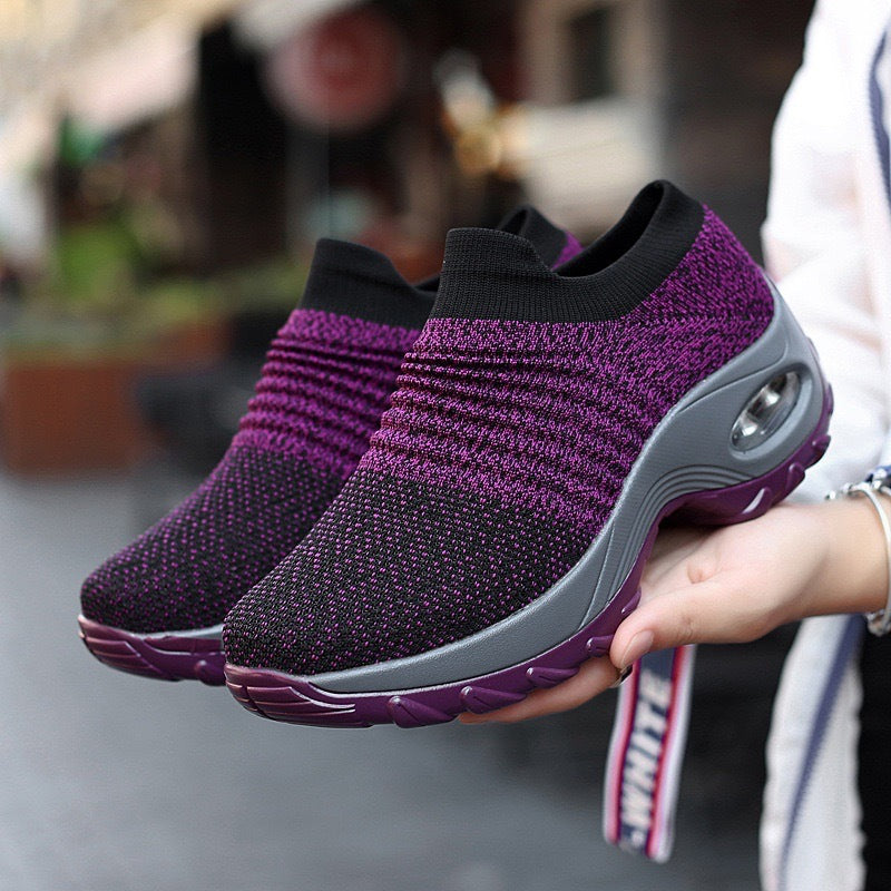 Damen Flexibler Slip-On Sneaker mit atmungsaktiver Strick-Oberfläche und dämpfender Sohle R&B