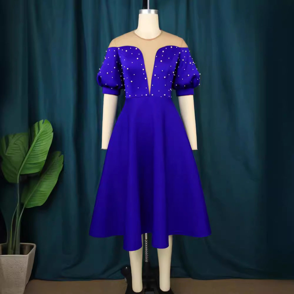 Damen Festliches Midi-Kleid mit Volantärmeln und schimmernden Akzenten R&B