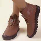 Damen Schnürstiefel mit weichem Kunstleder und praktischer Schnalle R&B