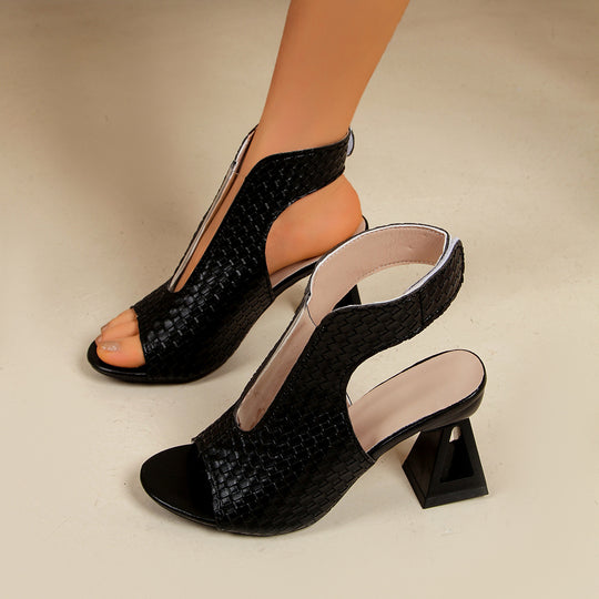 Damen Elegante und trendige Slingback Sandalen mit geometrischem Absatz R&B