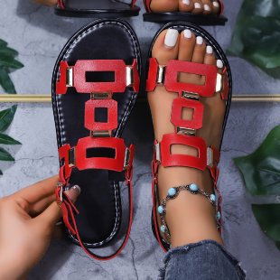 Damen Riemensandalen mit modischen geometrischen Applikationen und komfortablem Fußbett R&B