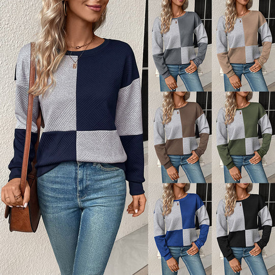 Damen gestreiftes Sweatshirt mit modischem Farbblockdesign R&B