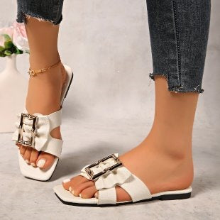 Damen modische Riemchen-Sandalen mit funkelndem Schmuckdetail R&B