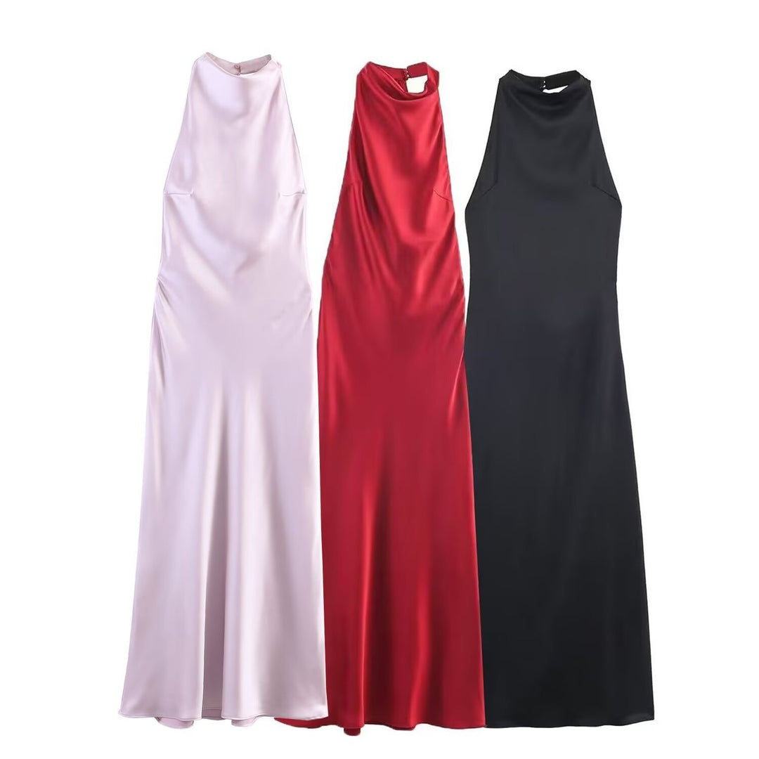 Damen Maxikleid mit hochgeschnittenem Kragen und eleganter Silhouette R&B