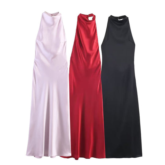 Damen Maxikleid mit hochgeschnittenem Kragen und eleganter Silhouette R&B