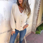 Damen Modische Strickjacke mit Knopfdetails und Taschen R&B