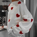 Damen lässiger Pullover mit Herzmotiv R&B