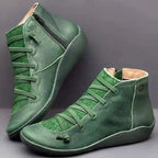 Damen Sneaker-Boots aus geschmeidigem Leder mit innovativem Schnür- und Reißverschlussdesign R&B