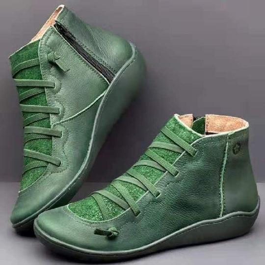 Damen Sneaker-Boots aus geschmeidigem Leder mit innovativem Schnür- und Reißverschlussdesign R&B