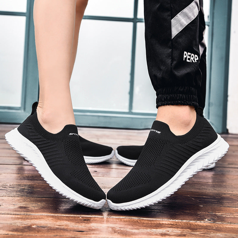 Damen Bequeme Slip-On Freizeitschuhe mit elastischem Strickoberteil R&B
