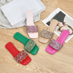 Damen Glamouröse Slide-Sandalen mit glitzerndem Riemen und komfortablem Fußbett R&B
