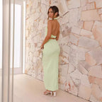 Damen Maxikleid im eleganten Hochkragenstil mit seitlichem Schlitz und figurschmeichelndem Schnitt R&B