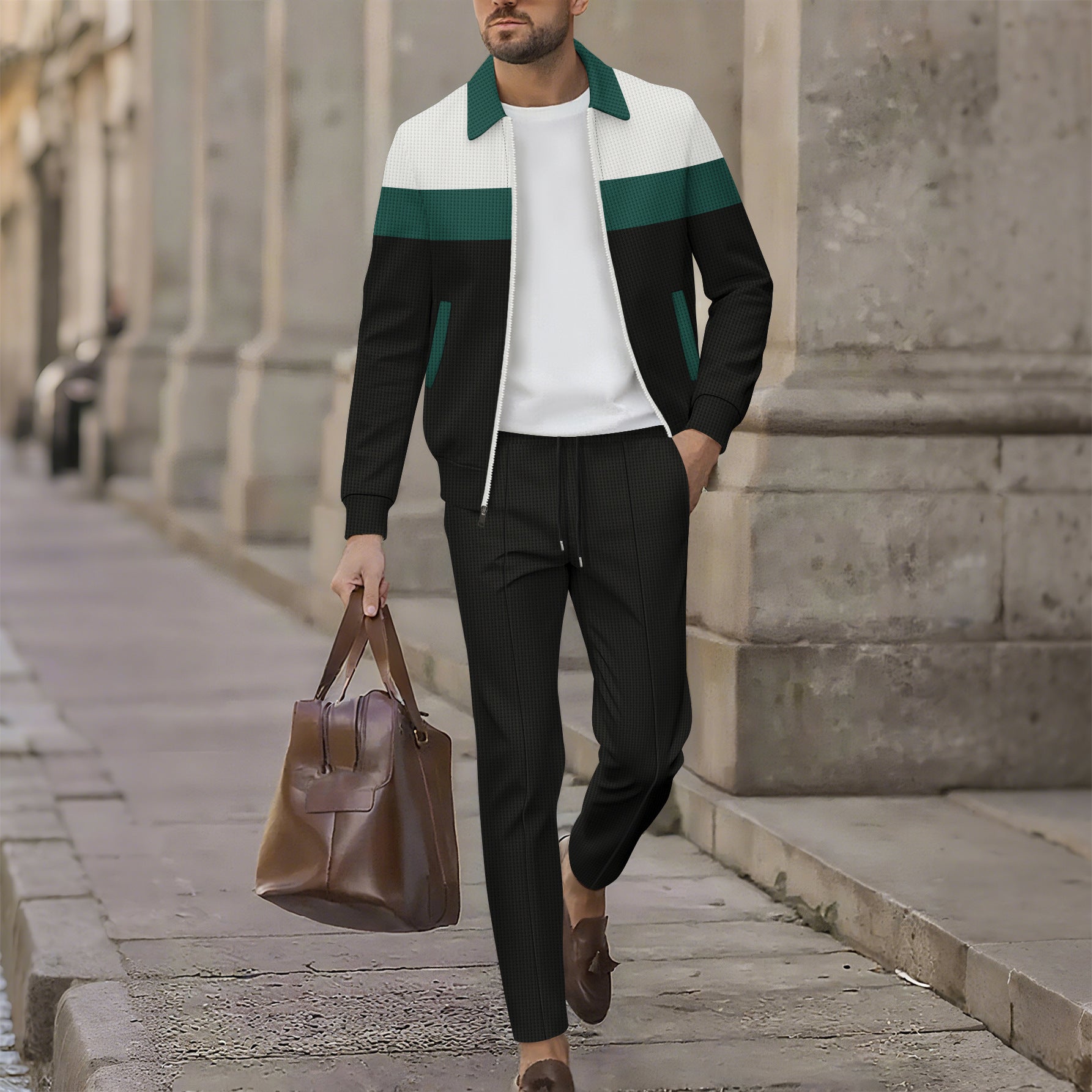 Herren stilvolle Freizeitjacke mit modernem Design und bequemen Jogginghosen R&B