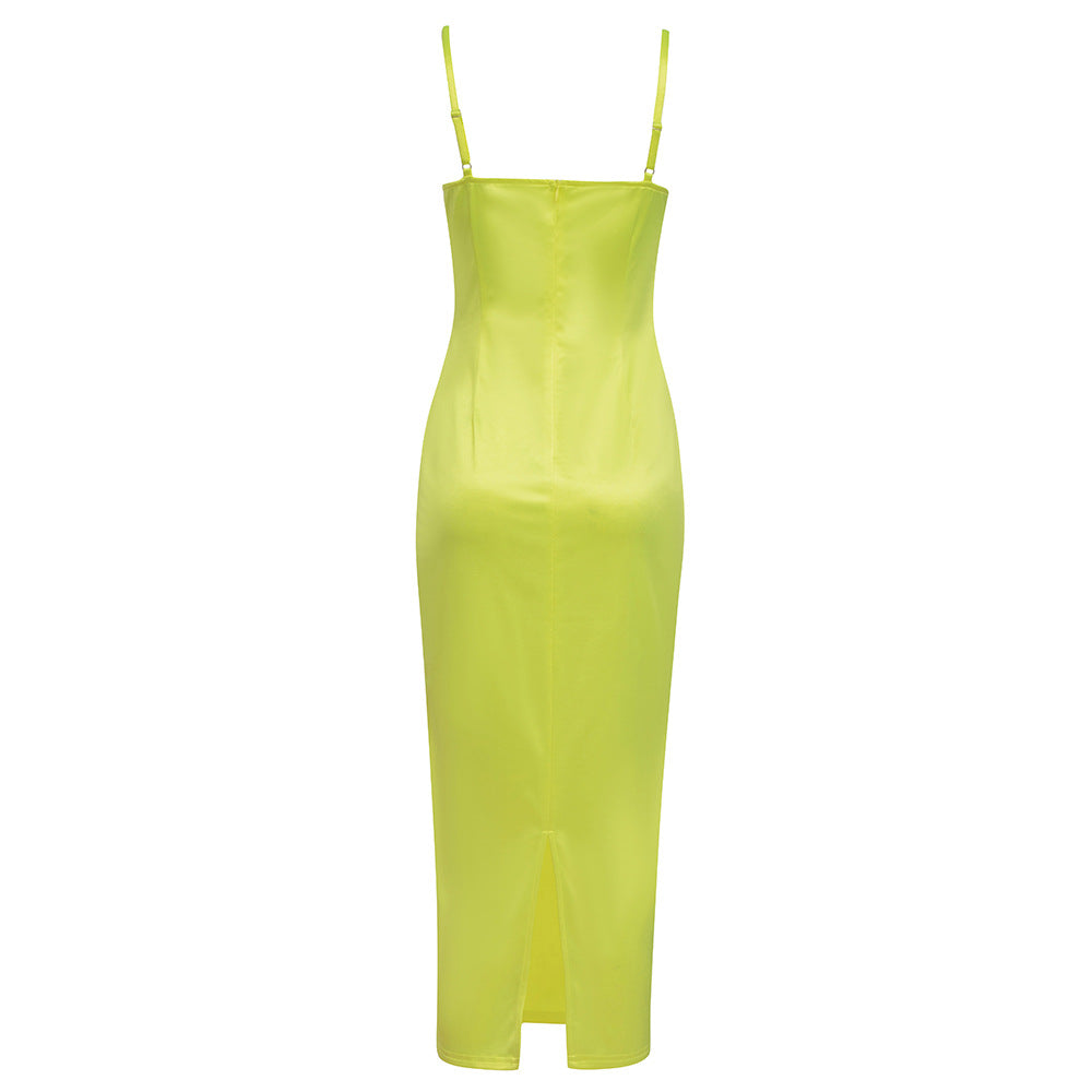 Damen Maxikleid mit verführerischem Bustier und schimmerndem Satin R&B