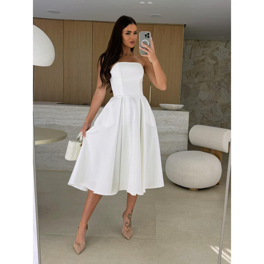 Damen elegantes Cocktailkleid mit trägerlosem Design R&B